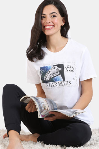 Buy Zivame Star Wars Knit Cotton Loungewear Top - Antique White